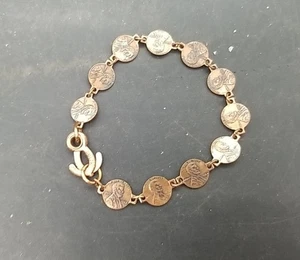 Miniature Penny Bracelet 7" Around 11 Pennies - Picture 1 of 3