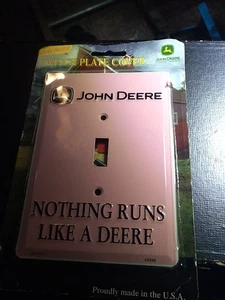 John Deere Metal Light Switch Plate Cover Sign Parts Tractor Double Wall Decor - Picture 1 of 2