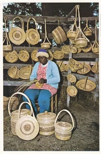 Charleston, SC, Korbmacher/Verkäufer in der Nähe von Boone Hall Plantation, gebraucht/St, 80er Jahre - Bild 1 von 2