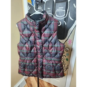 Eddie Bauer Puffer Vest Mens L 700 Fill Power Goose Down Plaid Premium Jacket - Picture 1 of 5