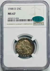 1948 D Washington Quarter NGC MS-67 CAC Colors! - Picture 1 of 2
