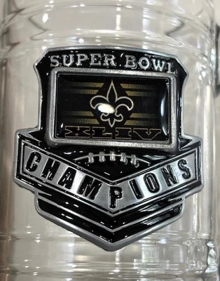 2010 New Orleans Saints Super Bowl XLIV -44 Champions Glass Mug Tankard 16oz NFL - Image 1 of 4