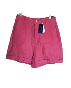 POLO RALPH LAUREN Coral Pink 100% Linen Bermuda Shorts Size 16 Women’s NWT $128 - Picture 1 of 7