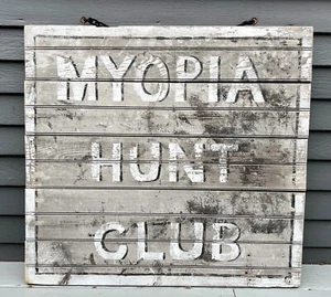 Old Antique Myopia Hunt Golf Club Wood Hand Painted Sign Hamilton, MA - Picture 1 of 3