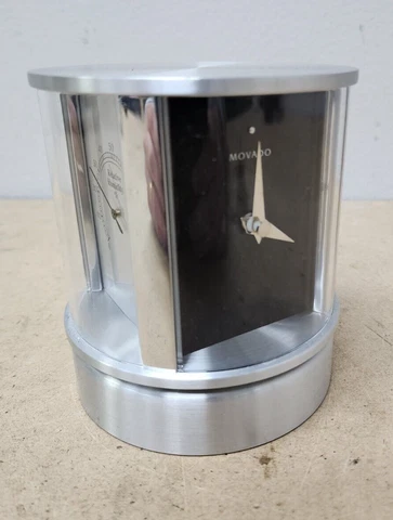 Movado Multifaced Rotating Clock Humidity Thermometer Free S&H Cover