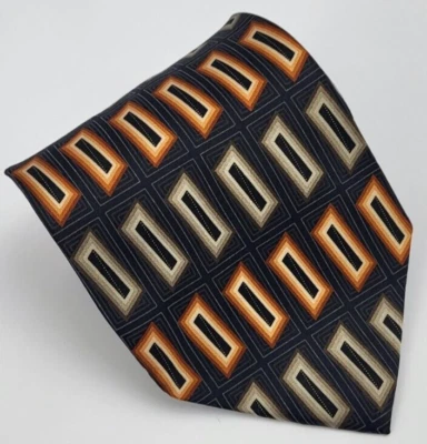 Corbata de seda Haggar negra gris naranja geométrica para hombre 58 x 3,75 Foto 1 de 4