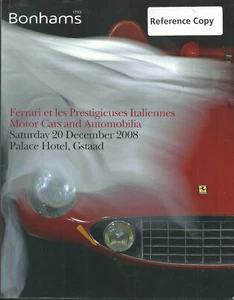 BONHAMS Ferrari Italian Cars Dino Maserati Alfa Romeo Lancia Osco Catalog 2008 - Picture 1 of 1