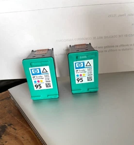 Genuine HP 95 Tri-Color Dual/Combo Pack Ink Cartridges Out of Box - Picture 1 of 3
