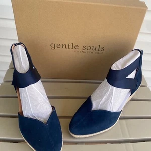 Gentle Souls Orya Espadrille Keilabsatz marineblau Wildleder Knöchelriemen Größe 5 neu mit Karton - Bild 1 von 12