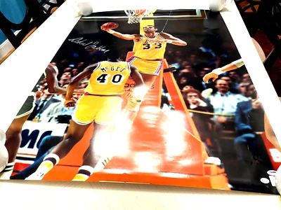 ABDUL JABBAR Signed (30x40) Lakers Photo -PSA Auth. (please read description) - Image 1 of 4