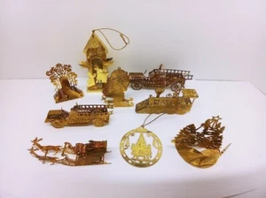 9 adornos navideños troquelados LATÓN PRISMA REFLECTOR CUBIERTAS DE LUZ 3D tono dorado - Imagen 1 de 9