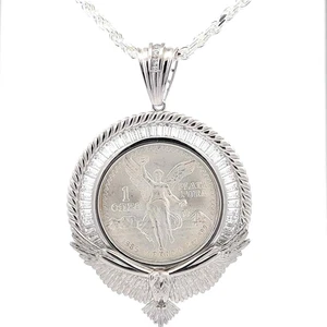 Colgante Centenario con Cadena Cuerda Águila Plata de Ley .925 NUEVO - Imagen 1 de 4
