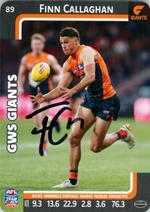 Signed 2025 GWS Giants AFL TeamCoach Card - Finn Callaghan - Picture 1 of 3