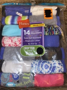Hanes ~ Girls Hipster Tagless 14-Pair Underwear No Ride Up Multi-Color ~ Size 6 - Picture 1 of 3