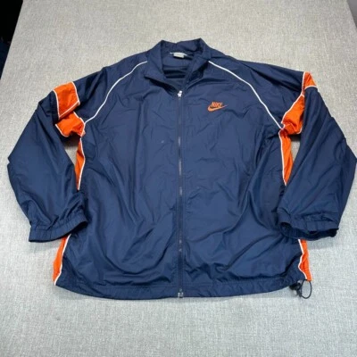 Chaqueta deportiva vintage Nike para hombre 2XL azul cremallera completa malla forrada Swoosh rayas rojas Foto 1 de 4