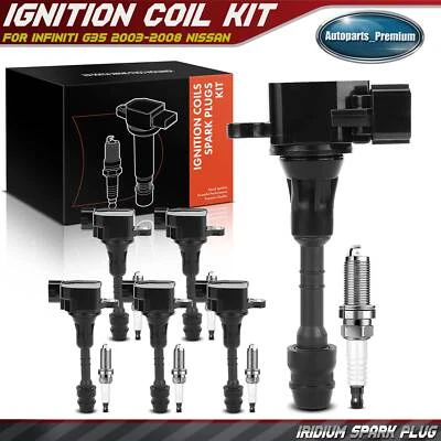 Kit de 6 bobinas de encendido y 6 bujías de iridio para Nissan 350Z INFINITI FX35 3,5 L Foto 1 de 4