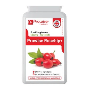 Rosehip Health+ 5000mg 120 Vegan Tablets - UK Manufactured by Prowise - Picture 1 of 4