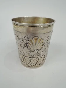 Antique Cup Wine Drinking Vessel Beaker German Parcel Gilt Silver 18 C - Picture 1 of 6