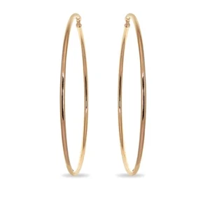 Rose Gold Flash Stainless Steel 2x65mm Extra Large Round Hoop Earrings - Picture 1 of 6