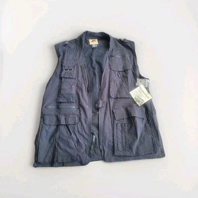 NWT Humvee Adventure Gear Mens M Safari Photo Cargo Pockets Outdoor Black Vest - Image 1 of 4