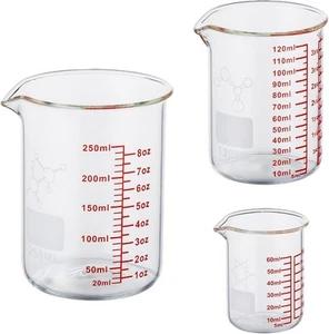 High Borosilicate Glass Measuring 60ml/120ml/250ml Cup Set, Clear - Picture 1 of 7