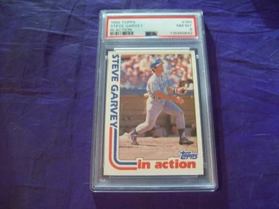 1982 TOPPS #180 STEVE GARVEY IN ACTION (DODGERS) PSA 8 - Image 1 of 2