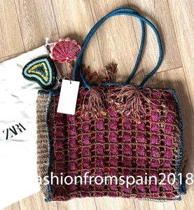 ZARA NEW WOMAN BEADED BRAIDED MAXI BAG SHELL-HEART PENDANT 3293/201/330 - Picture 1 of 2
