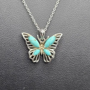 Colgante Mariposa Azul Turquesa Plata de Ley Probado - Imagen 1 de 3