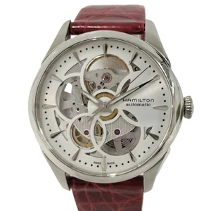 Orologio HAMILTON Jazzmaster quadrante argento scheletro usato cinturino pelle H324050 - Foto 1 di 3