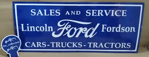 Ford Sales & Service Porcelain Enamel Sign 36 x 15 Inches 1 Sided - Picture 1 of 7