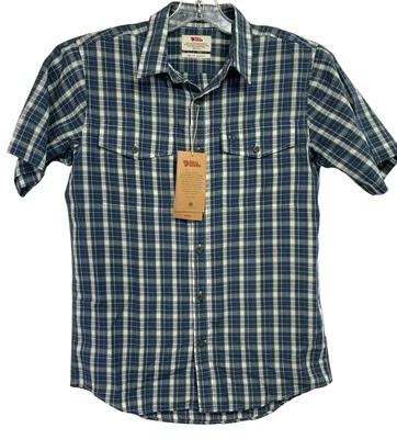Camisa Fjällräven ABISKO Genial Para Hombre Pequeña Azul/Verde/Blanca a Cuadros S/S (E37) Nueva con Etiquetas Foto 1 de 4