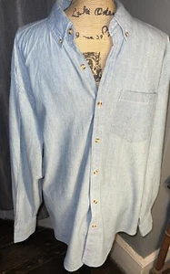 Popeye and Family Herren Button Down Langarm Chambray Blau Hemd Large Vintage - Bild 1 von 16