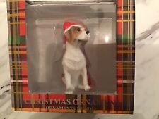 Sandicast Beagle Christmas Ornament Holiday NEW Hand Painted Santa Hat w/ Box