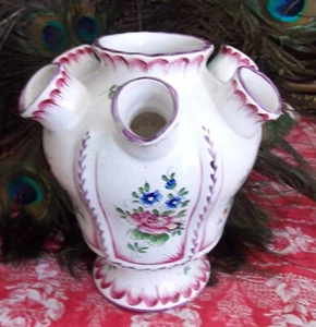 TULIPIERE VASE EN FAIENCE DE CLAMECY SIGNEE ROGER COLAS - Picture 1 of 6