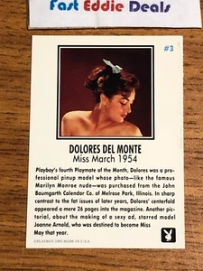 PLAYBOY 1995 DOLORES DEL MONTE COLLECTOR CARD 3 MISS MARCH 1954 NEAR MINT - Foto 1 di 1
