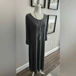 NWT COLDWATER CREEK Gray Long Stretch Travel Dress Size Large L 14 16 - Picture 1 of 4