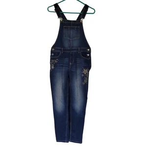 Jordache Girls Bib Overalls Sz XL 14/16 Star Bling Medium Wash - Picture 1 of 11