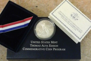 2004 Thomas Alva Edison Commemorative Uncirculated Silver Dollar Coin - Picture 1 of 12