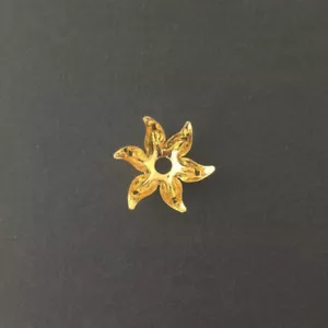 Gold Plated 6 Petal Flower Bead Cap (8) mtl071B - Picture 1 of 3