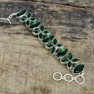 Green Tourmaline Gemstone 925 Sterling Silver Bracelet For Anniversary Gifts - Picture 1 of 4