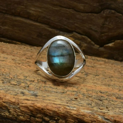 Meravigliosi Pietra Labradorite 925 Argento Sterling Mano Anello Tutte le Misure - Immagine 1 di 4