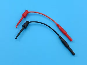 10cm Silicone Test Leads with Sprung Hooks and Female Banana Connectors (1 Pair) - Picture 1 of 4