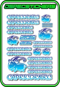 CAPRICORN RC STICKER A5 LAB 1/8 F1 1/10 TESLA ELECTRIC NITRO CAR HARD BLU BLU W - Picture 1 of 9