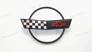 1PC Black Nose Hood Cross Flags Emblem Badge Fit For 1984-1996 C4 Corvette - Picture 1 of 6