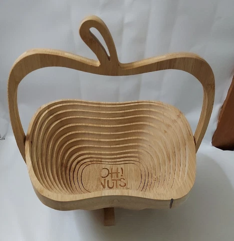 Vintage Collapsible Bamboo Apple Shaped Fruit Basket Cover