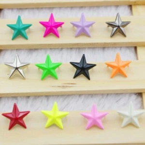 100pcs Star Pentagram Stud Rivets 15mm Candy Colors Claws Spikes Leather Crafts - Bild 1 von 28
