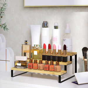 3 Tier Bamboo Display Stand Ladder Holder Shelf Multi-Use Perfume Cosmetics Rack
