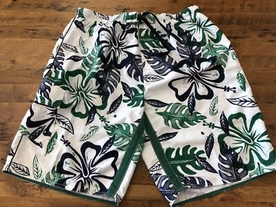 Bañador Burnside blanco azul y verde estampado de hibisco forrado de malla para hombre talla XL  Foto 1 de 4