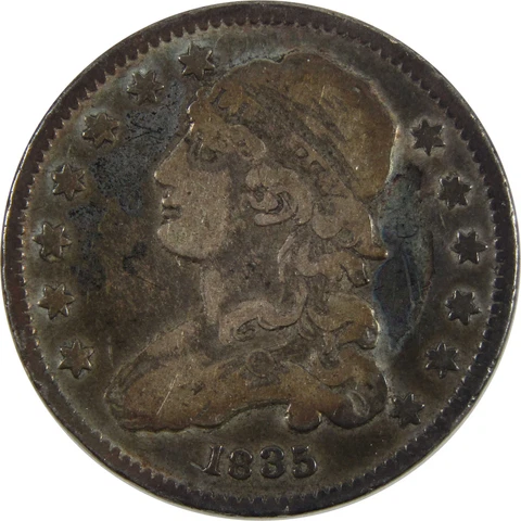 1835 Capped Bust Quarter VF Very Fine 89.24% Silver 25c Coin SKU:I7647 Cover