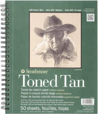 Strathmore 400 Series Sketch Pad, Toned Tan, 9x12 inch, 50 Sheets - Image 1 of 3